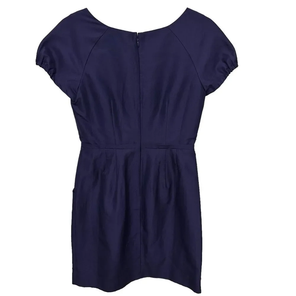 J CREW NWT Purple Silk Blend Fitted‎ Cap Sleeve Dress Size 2 Pockets